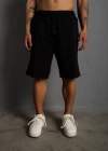 Unisex İki İplik Düz Oversize Şort  iyah
