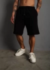 Unisex İki İplik Düz Oversize Şort  iyah