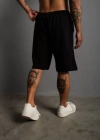 Unisex İki İplik Düz Oversize Şort  iyah