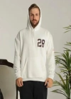 Unisex Kapşonlu Baskılı weetshirt  Beyaz