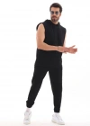 Unisex Kapşonlu Kolsuz Eşofman Takımı iyah