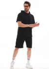 Unisex Kapşonlu Oversize Thirt Şortlu Takım  iyah