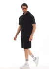 Unisex Kapşonlu Oversize Thirt Şortlu Takım  iyah