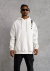 Unisex Kapşonlu Uzun Kol Baskılı weetshirt  Beyaz