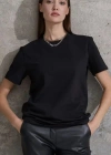 Unisex Kısa Kollu Bisiklet Yaka Basic Viskon Bluz