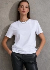 Unisex Kısa Kollu Bisiklet Yaka Basic Viskon Bluz