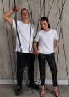 Unisex Kısa Kollu Bisiklet Yaka Basic Viskon Bluz