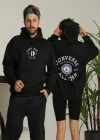 Unisex Oversize Üç İplik Şardonlu Kapüşonlu weatshirt – All tar Ön Ve Arka Baskılı, Kanguru Cepli, Rahat Kalıp Kışlık odel  iyah