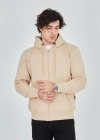 Unisex Tam Fermuarlı Kapşonlu  weathirt  Bej