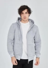 Unisex Tam Fermuarlı Kapşonlu  weathirt  Gri