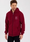 Unisex Tam Fermuarlı Kapşonlu Özel Tasarım weathirt  Bordo