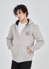 Unisex Tam Fermuarlı Kapşonlu Özel Tasarım weathirt  Boyama Gri