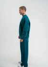 Unisex Uzun Kol Bisiklet Yaka Yıkamalı Eşofman Takım  Koyu Deniz Yeşili