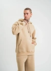 Unisex Uzun Kol Kapşonlu Eşofman Takım  Bej