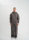 Unisex Uzun Kol Kapşonlu Eşofman Takım  Füme