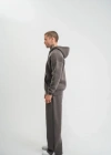 Unisex Uzun Kol Kapşonlu Eşofman Takım  Füme