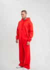 Unisex Uzun Kol Kapşonlu Eşofman Takım  Kırmızı