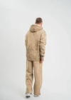 Unisex Uzun Kol Kapşonlu Yıkamalı Eşofman Takım  Bej