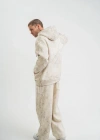 Unisex Uzun Kol Kapşonlu Yıkamalı Eşofman Takım  Krem