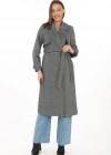 Uzun Kaşe Kaban – Balık Sırtı Dokuma Kaşmir Kumaş, Kruvaze Yaka, Kuşaklı Cepli Model, Oversize Rahat Kalıp  Boyalı Gri