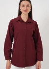 Uzun Kol Basic Gömlek 20279  Bordo