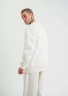 Uzun Kol Bisiklet Yaka Basic weathirt  Beyaz