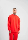 Uzun Kol Bisiklet Yaka Basic SweatShirt  Kırmızı