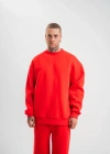 Uzun Kol Bisiklet Yaka Basic SweatShirt  Kırmızı