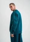 Uzun Kol Bisiklet Yaka Basic weathirt  Koyu Deniz Yeşili