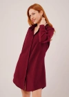 Uzun Kollu Bordo Tunik Gömlek Elbise