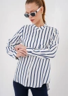 Uzun Kollu Çizgili Gömlek 20283  B.Lacivert