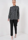 Uzun Kollu Çizgili Gömlek 20283  Siyah