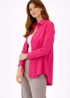 Uzun Kollu Gömlek Düğmeli Klasik Yaka Günlük Ve Ofis Şıklığına Uygun  Fuşya