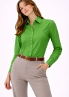 Uzun Kollu Gömlek Düğmeli Klasik Yaka Günlük Ve Ofis Şıklığına Uygun  Yeşil