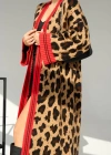Uzun Leopar Hırka  CamelKırmızı