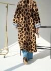 Uzun Leopar Hırka  CamelMavi
