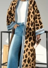 Uzun Leopar Hırka  CamelMavi