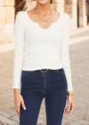 V Yaka Dekolteli Body Ekru