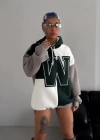 W Nakış İşlemeli Kapüşonlu weatshirt  Yeşil