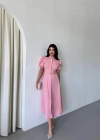 YAKA DÜĞE DETAYLI ELBİE Pembe
