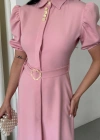YAKA DÜĞE DETAYLI ELBİE Pembe