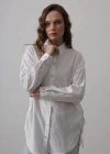 Yan Büzmeli Tunik Gömlek  Beyaz