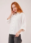 Yarasa Kol Rahat Kalıp Beyaz Gömlek
