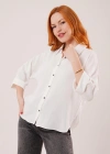 Yarasa Kol Rahat Kalıp Beyaz Gömlek