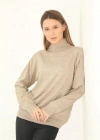 Yarım Balıkçı Yaka Triko Kazak  Bej