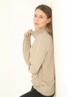 Yarım Balıkçı Yaka Triko Kazak  Bej