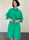Yeşil Kısa Kollu Keten Gömlek Ve Şort Takım