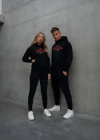 Yılbaşı erry Christmas Baskılı Oversize Kapüşonlu weatshirt Hoodie  iyah