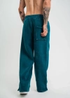 Yırtmaç Detaylı Boru Paça Baggy Eşofman Pantalon  Koyu Deniz Yeşili
