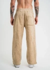 Yırtmaç Detaylı Boru Paça Baggy Eşofman Pantolon  Bej
